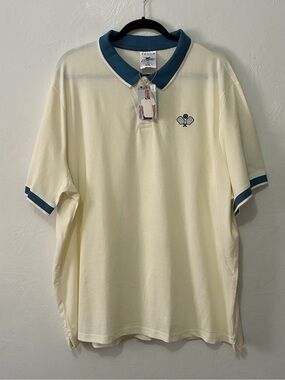 NWT Crane Pickleball Polo Shirt Cream Blue Mens size XXL